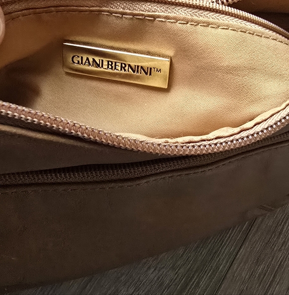 Giani Bernini Light Brown Tan Genuine Leather Hobo Shoulder Bag Minimalist Chic - Picture 11 of 14